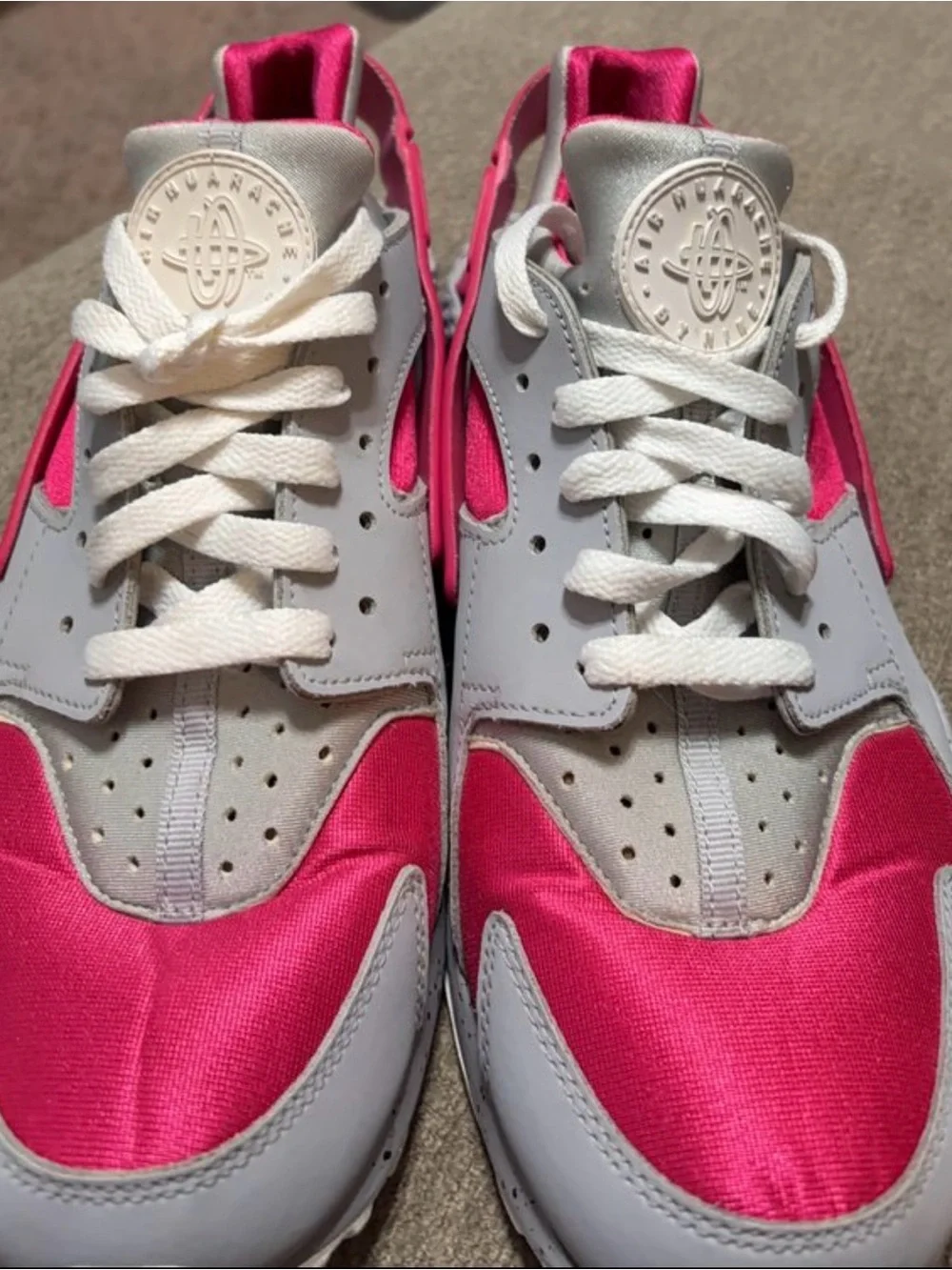 Nike Air Huarache Pink and Gray Sneakers